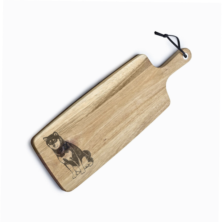 Personalised Japanese Shiba-Inu Sitting Engraved Acacia Serving Board