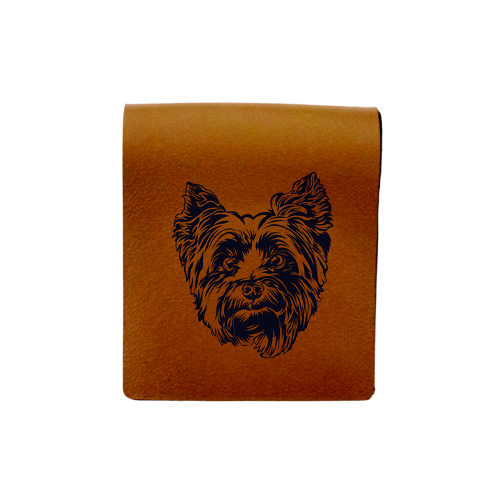 Yorkshire Terrier Yorkie Face Engraved Genuine Leather Magnetic Bookmark