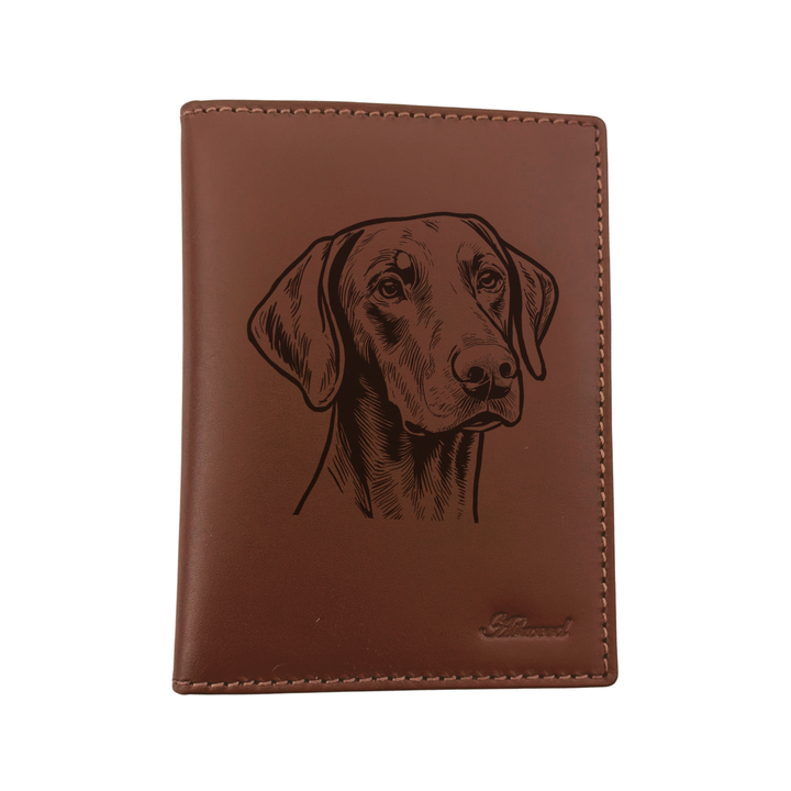 Dobermann Face Engraved Leather Passport Cover