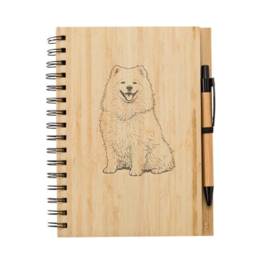 Samoyed Sitting llustration Engraved Notebook