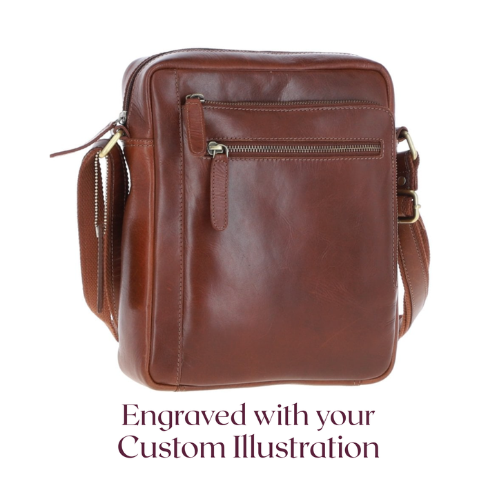 Custom Pet Portrait Engraved Leather Crossbody Bag