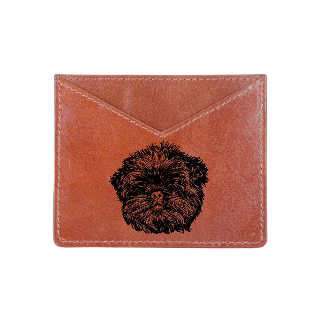 Affenpinscher Engraved Genuine Leather Cardholder