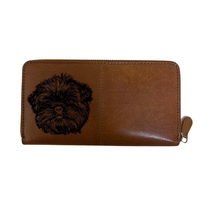 Affenpinscher Face Engraved Large Leather Purse