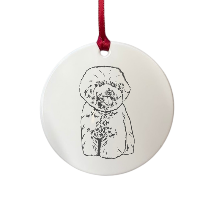 Personalised Bichon Frise Standing Engraved White Acrylic Decoration
