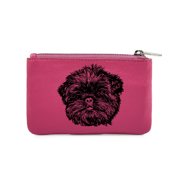 Affenpinscher Engraved Genuine Leather Coin Purse (Multiple Colour Options)