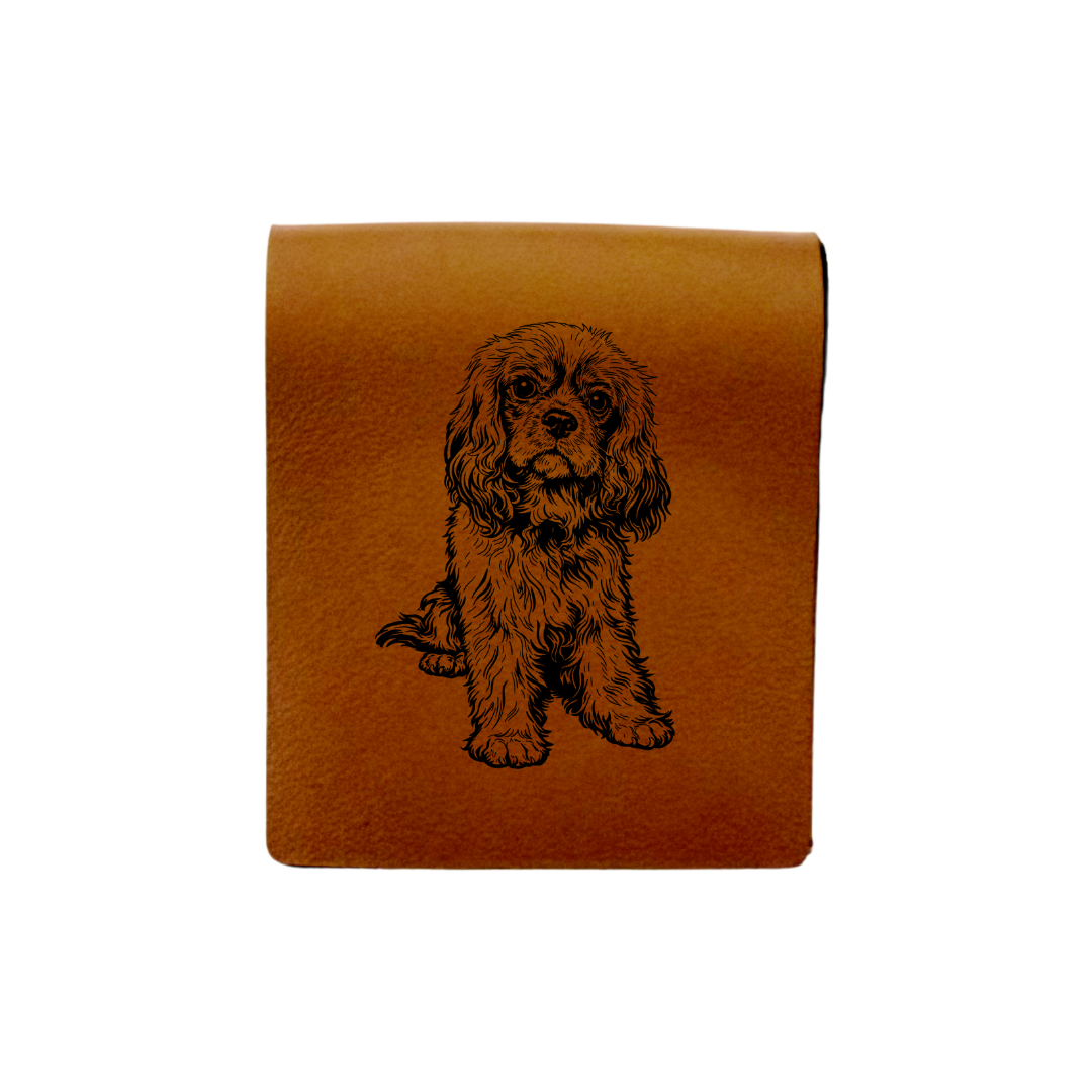 Cavalier King Charles Spaniel R Sitting Engraved Genuine Leather Magnetic Bookmark