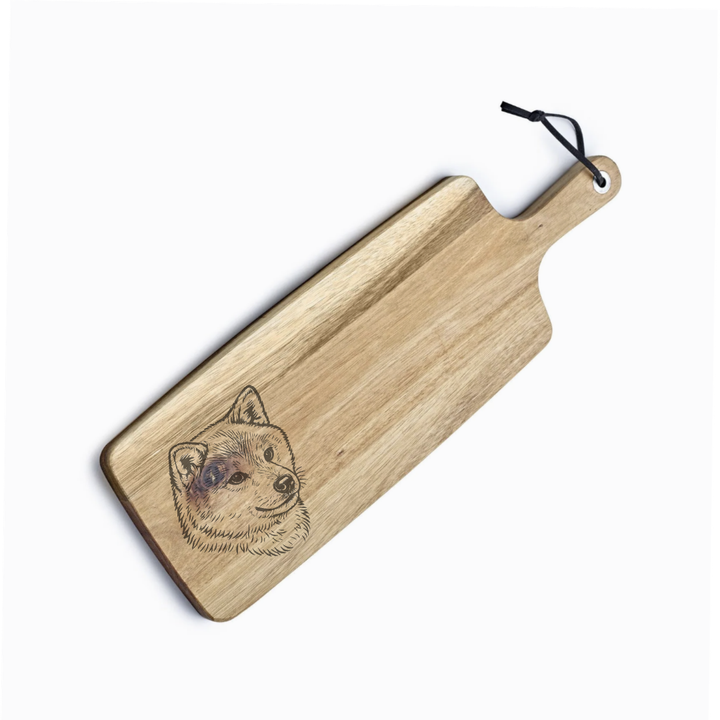 Personalised Japanese Shiba-Inu Face Engraved Acacia Serving Board