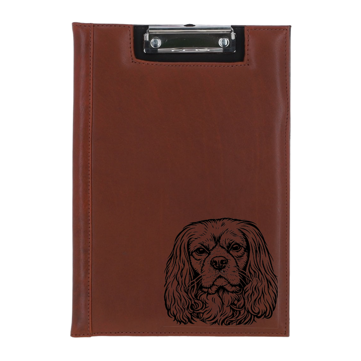 R Cavalier King Charles Spaniel Face Engraved Leather Clipboard
