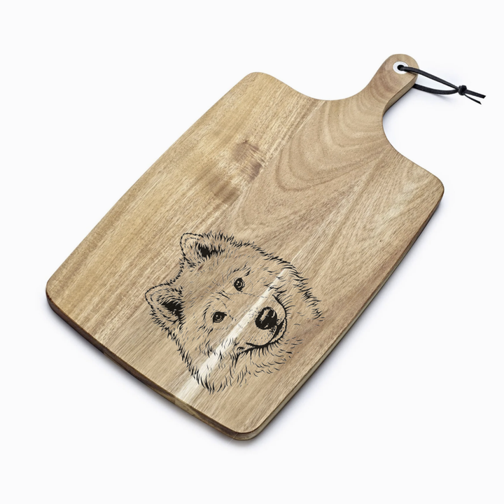 Personalised Eurasier Face Engraved Acacia Serving Board