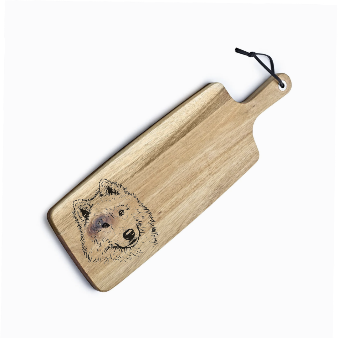 Personalised Eurasier Face Engraved Acacia Serving Board