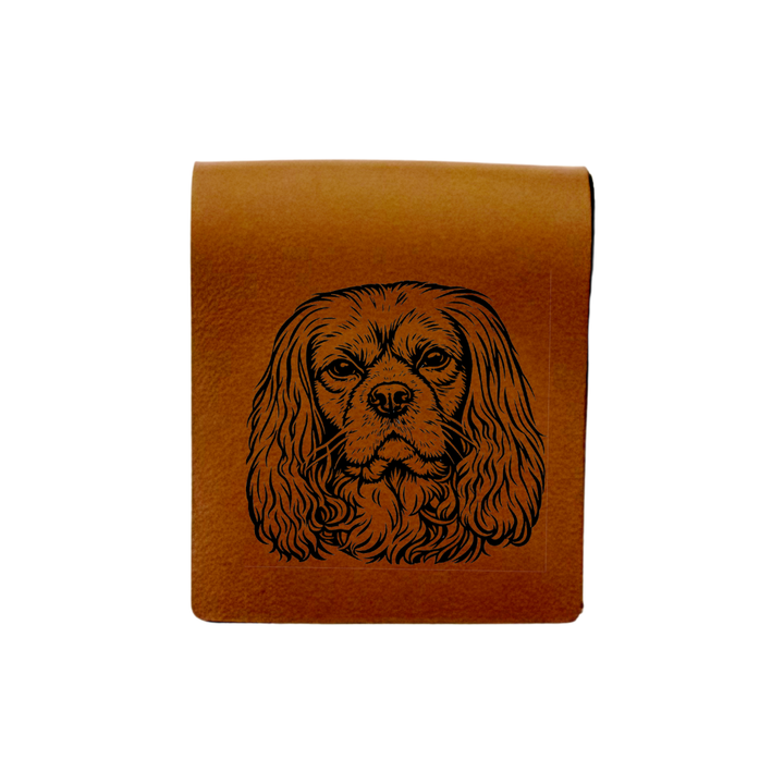 Cavalier King Charles Spaniel R Face Engraved Genuine Leather Magnetic Bookmark