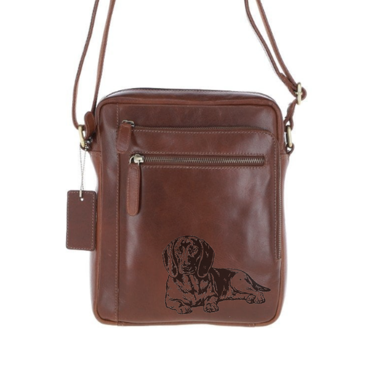 Personalised Bavarian Mountain Hound LD Engraved Leather Crossbody Bag