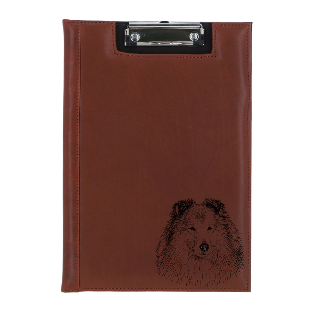 Shetland Sheepdog Face Engraved Leather Clipboard