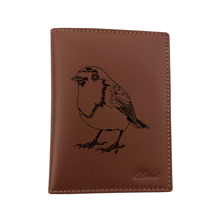 Robin Engraved Leather Passport Cover