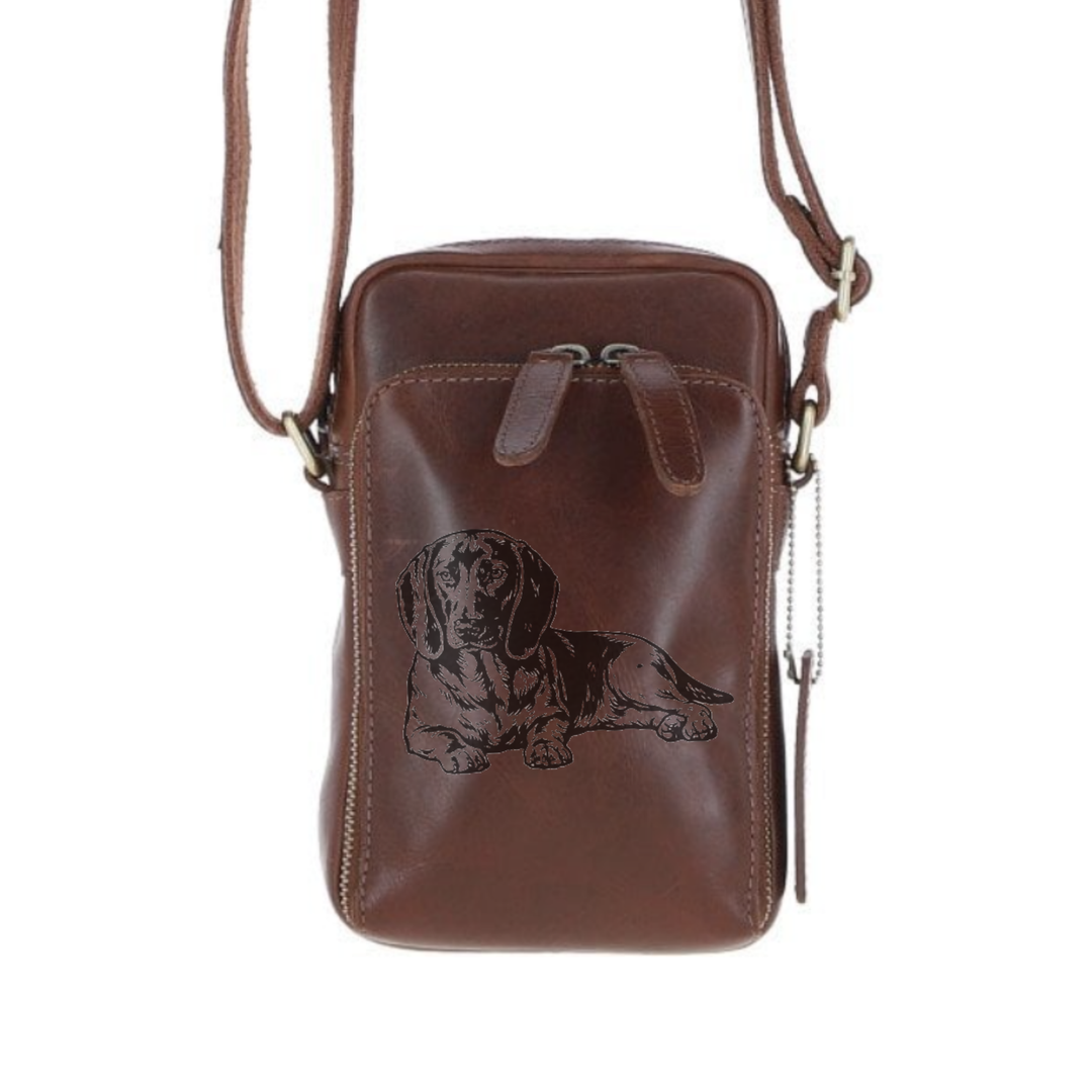 Personalised Bavarian Mountain Hound LD Leather Compact Crossbody Bag