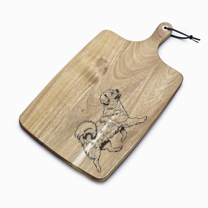 Personalised Tibetan Spaniel Running Engraved Acacia Serving Board