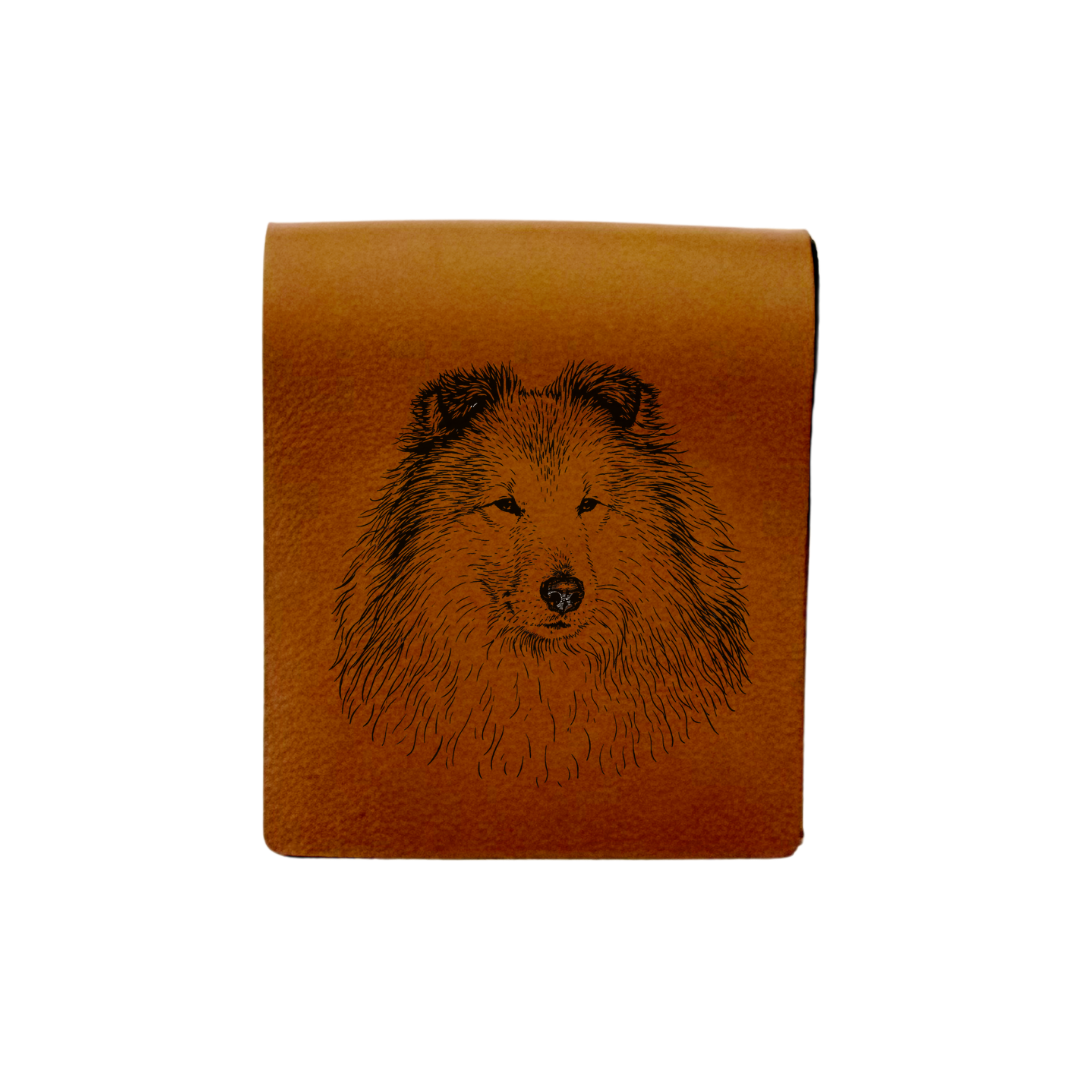 Shetland Sheepdog Face Engraved Genuine Leather Magnetic Bookmark
