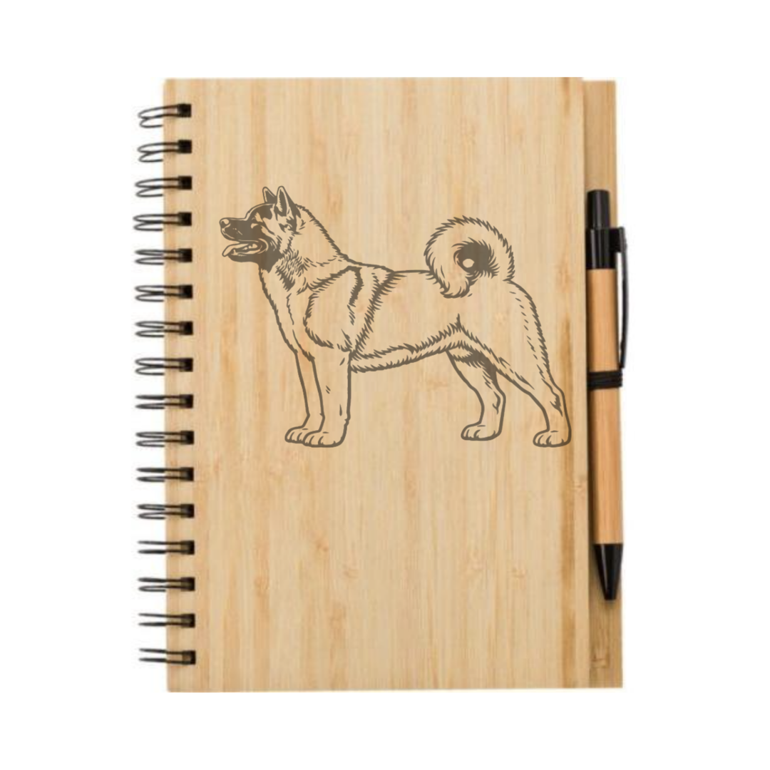Akita Standing Illustration Engraved Notebook