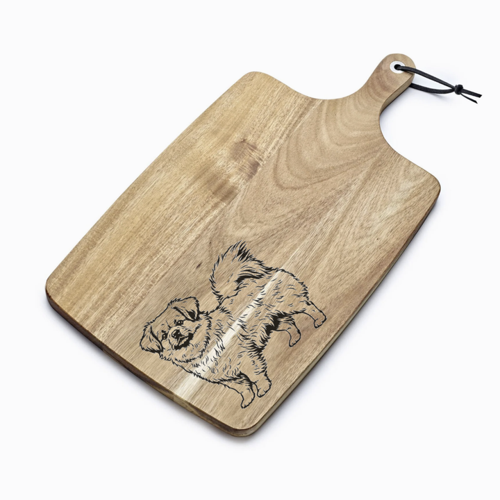 Personalised Tibetan Spaniel Standing Engraved Acacia Serving Board
