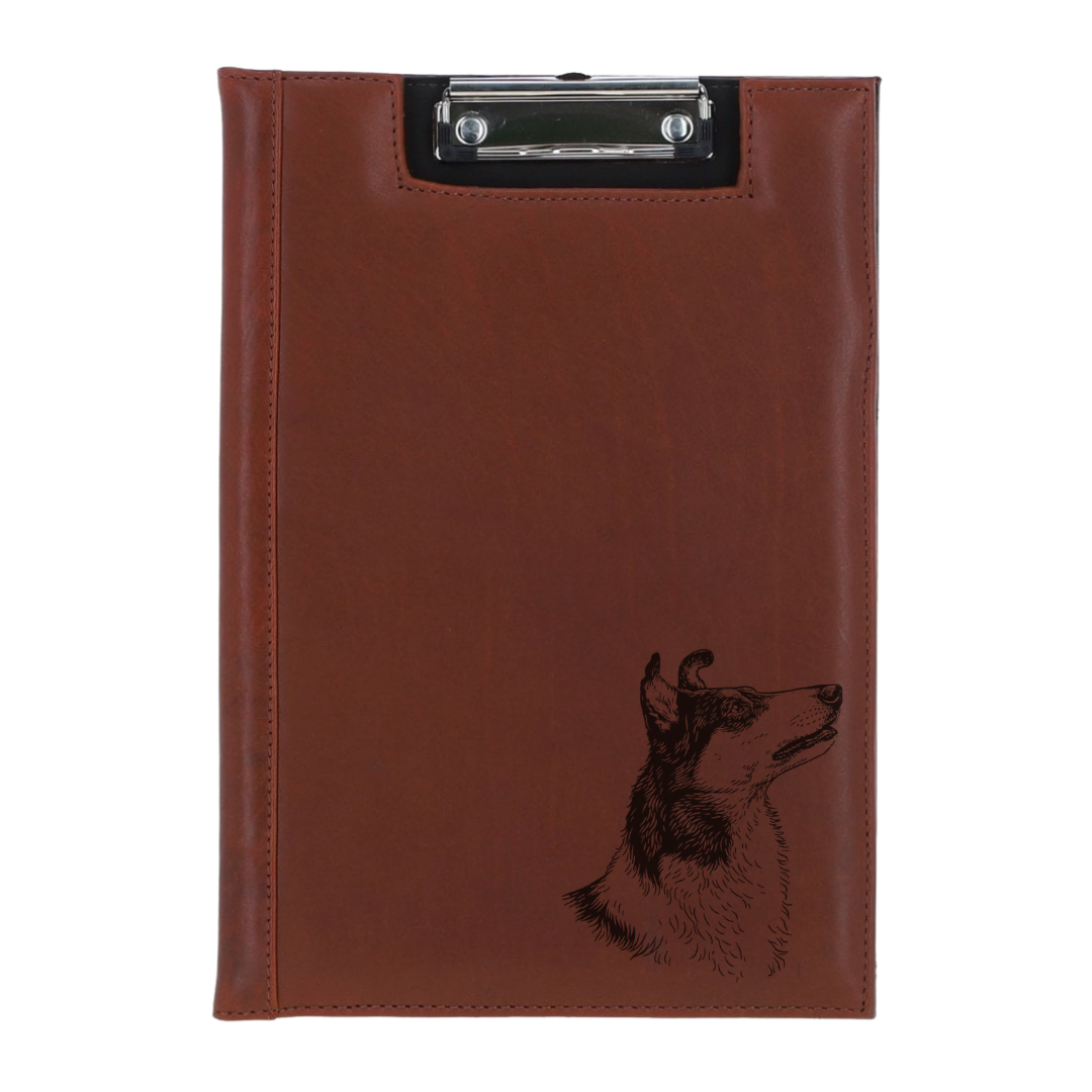 Smooth Collie Face Engraved Leather Clipboard