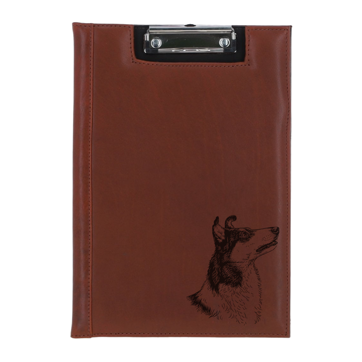 Smooth Collie Face Engraved Leather Clipboard