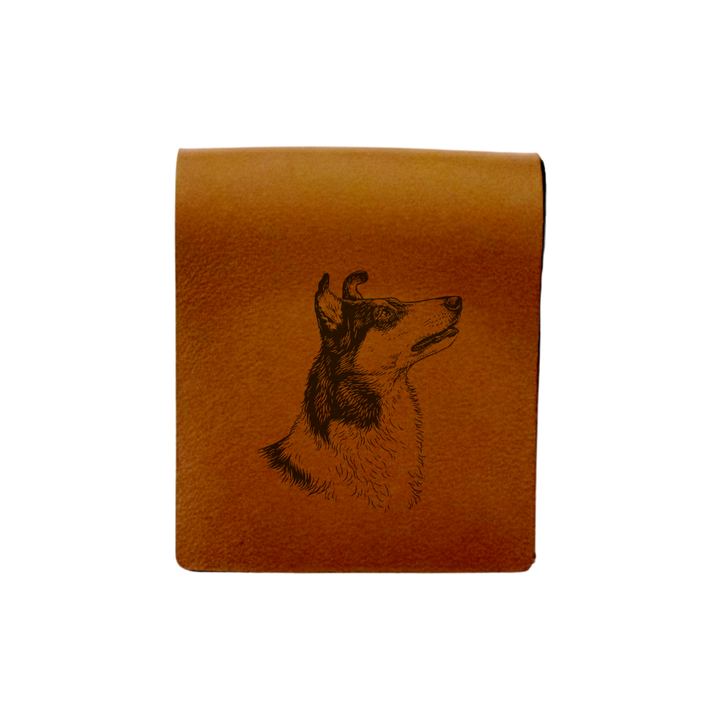 Smooth Collie Face Engraved Genuine Leather Magnetic Bookmark