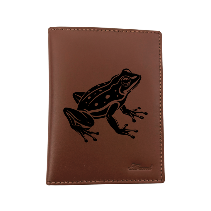 Frog Engraved Leather Passport Cover