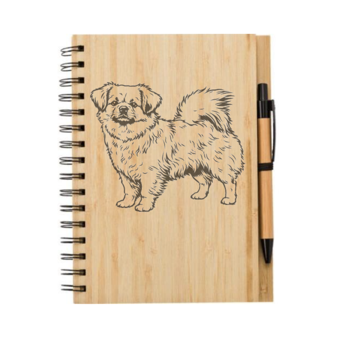 Tibetan Spaniel Standing Illustration Engraved Notebook