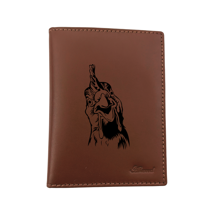 Chicken Face Engraved Leather Passport Cover