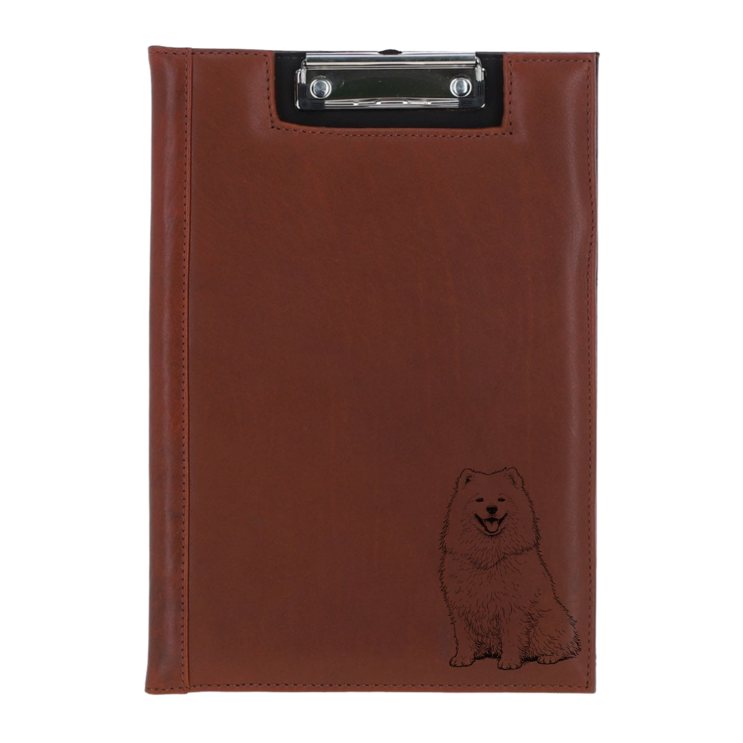 Samoyed Sitting Engraved Leather Clipboard