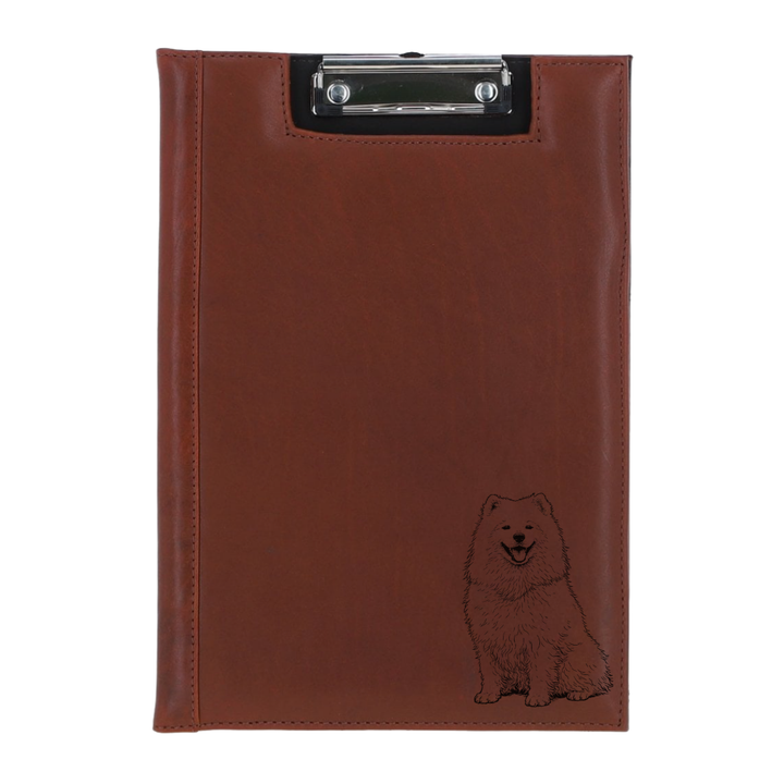 Samoyed Sitting Engraved Leather Clipboard