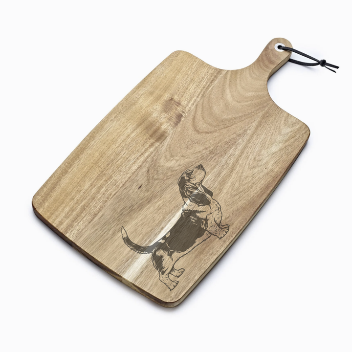 Personalised Basset Hound Standing Engraved Acacia Serving Board
