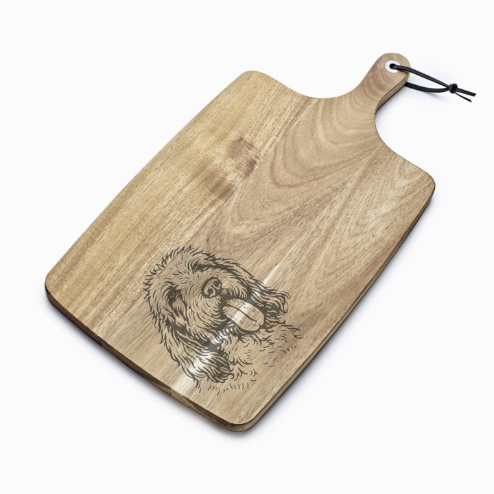 Personalised Basset Griffon Vendeen Face Engraved Acacia Serving Board