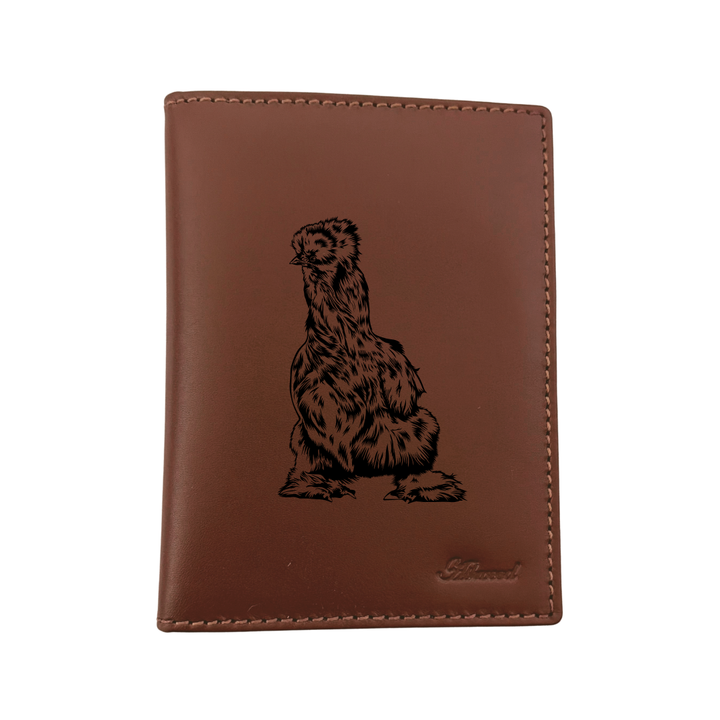 Silkie Chicken Engraved Leather Passport Cover