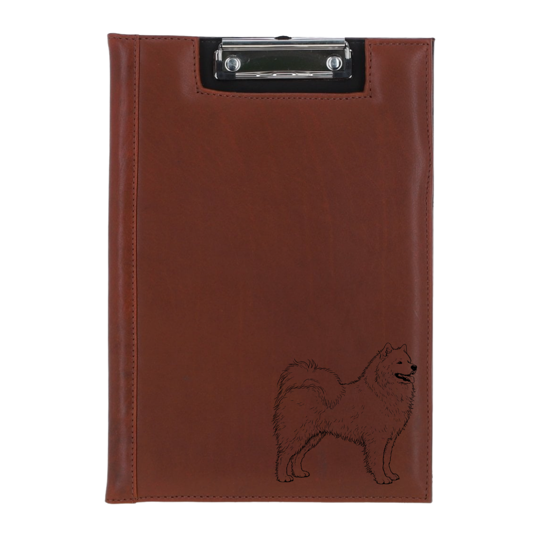 Samoyed Standing Engraved Leather Clipboard