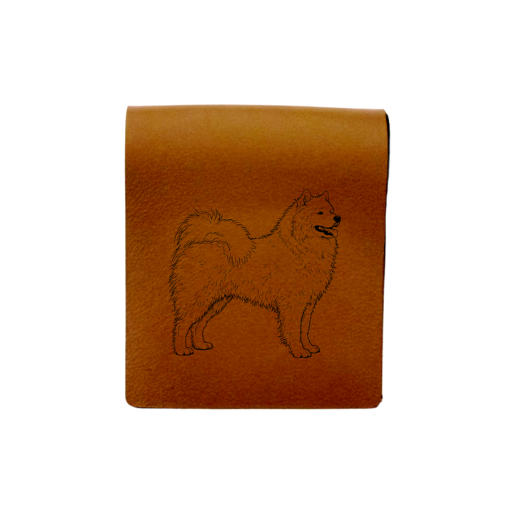 Samoyed Standing Engraved Genuine Leather Magnetic Bookmark