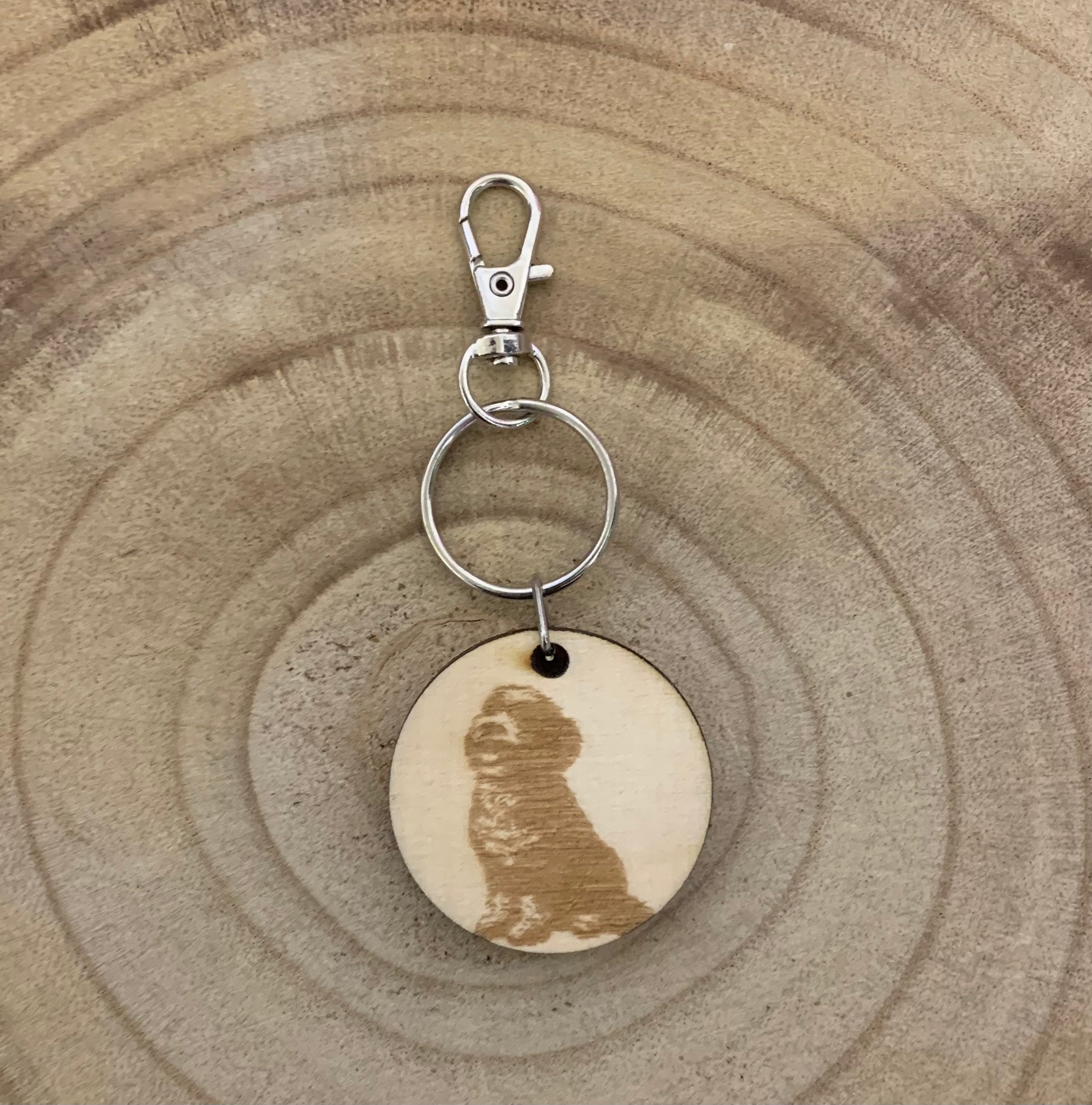 Cockapoo Engrave Cockapoo Sitting Dog Engraved Wooden Keyring – Signature Moments UK