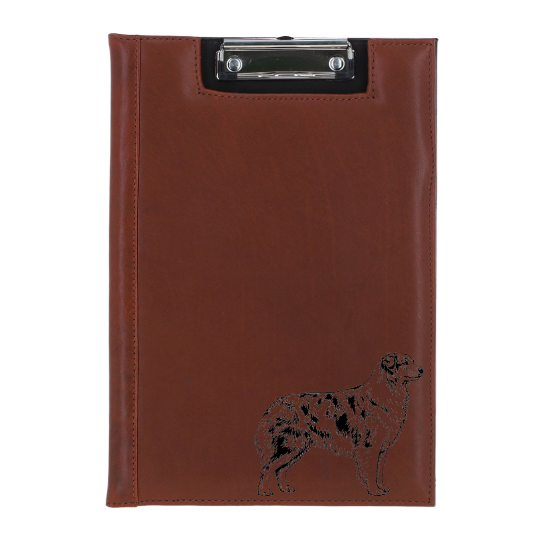 Australian Shepherd Standing Engraved Leather Clipboard