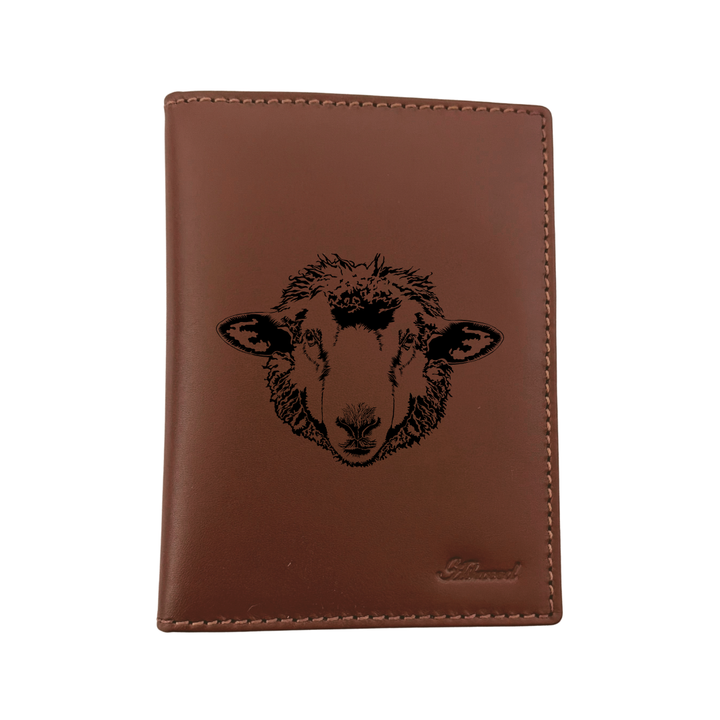 Sheep Engraved Leather Passport Cover