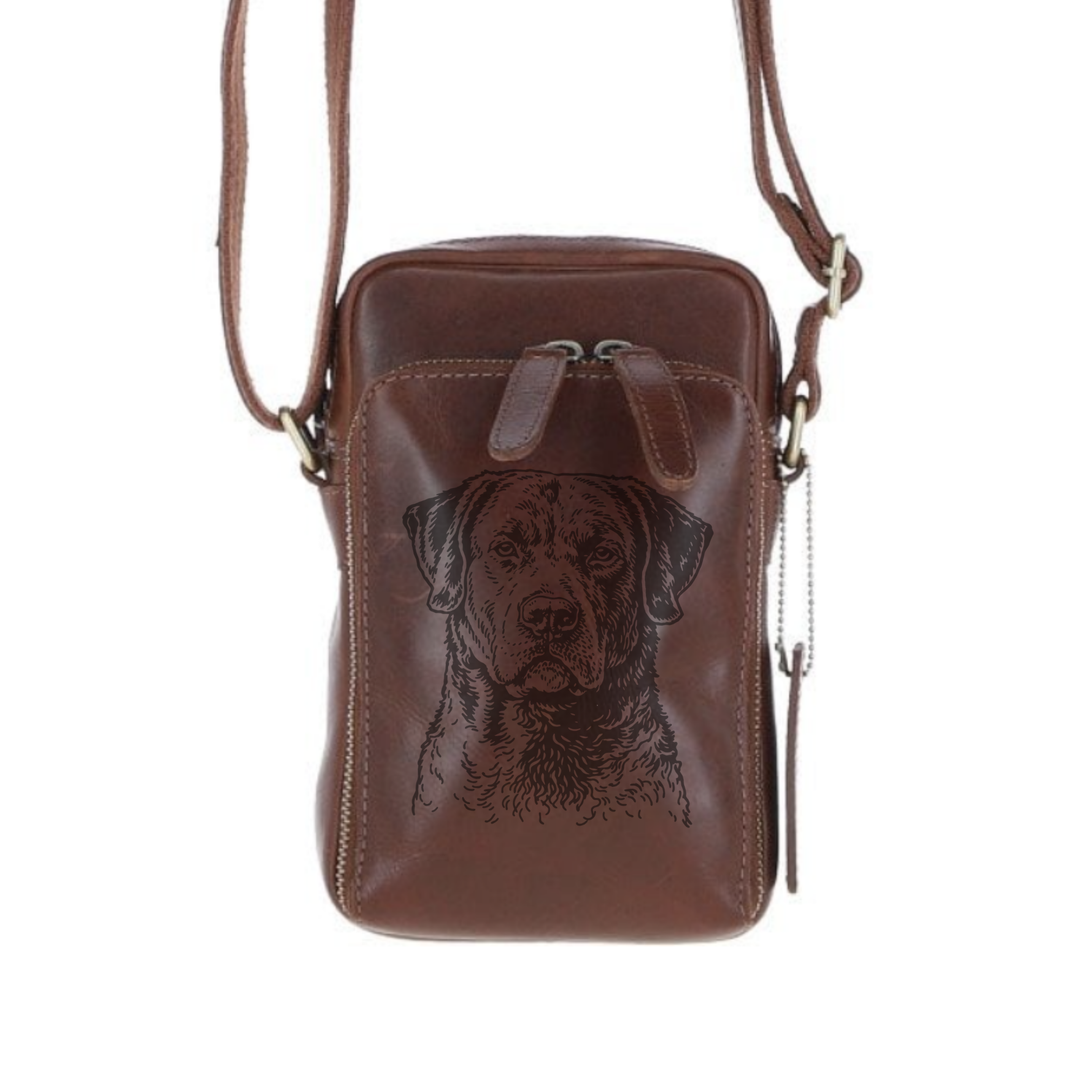 Personalised Chesapeake Bay Retriever Face Leather Compact Crossbody Bag