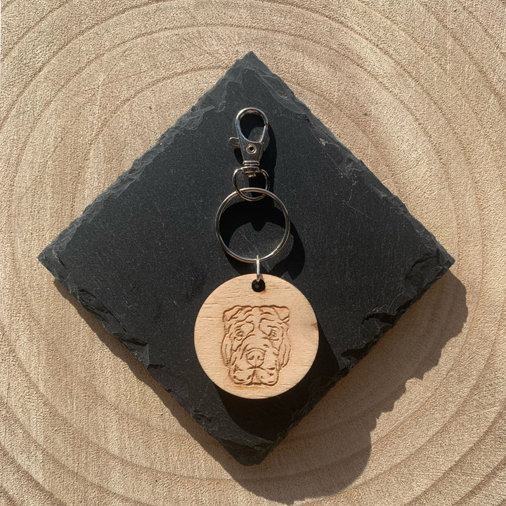 Shar Pei Engraved Wooden Keyring