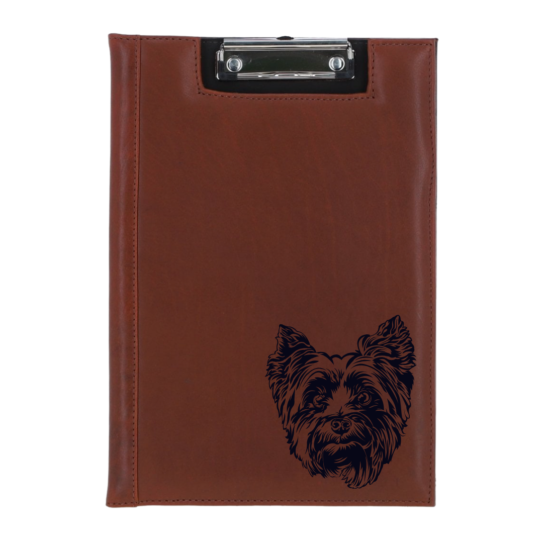 Yorkshire Terrier Face Engraved Leather Clipboard