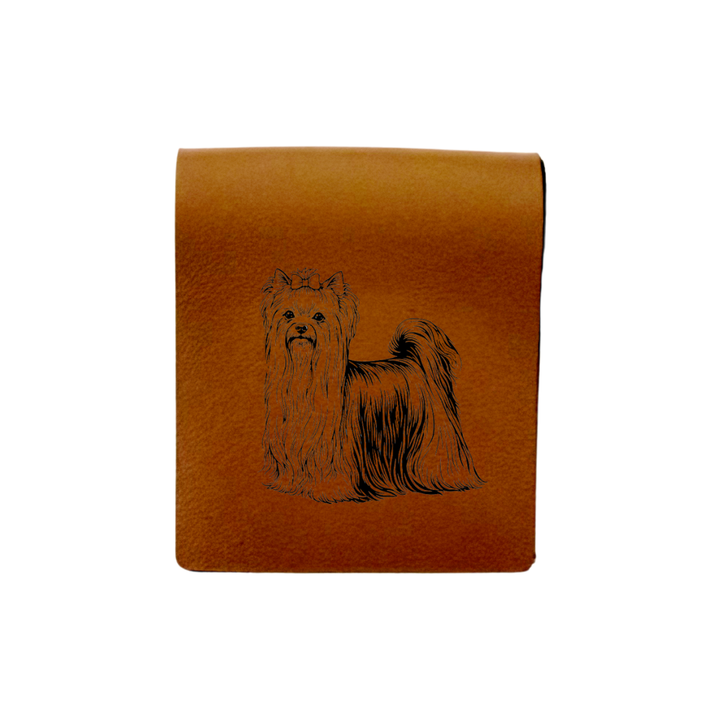 Yorkshire Terrier Yorkie Standing Engraved Genuine Leather Magnetic Bookmark