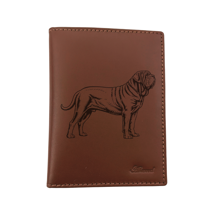 Neapolitan Mastiff Standing Engraved Leather Passport Cover