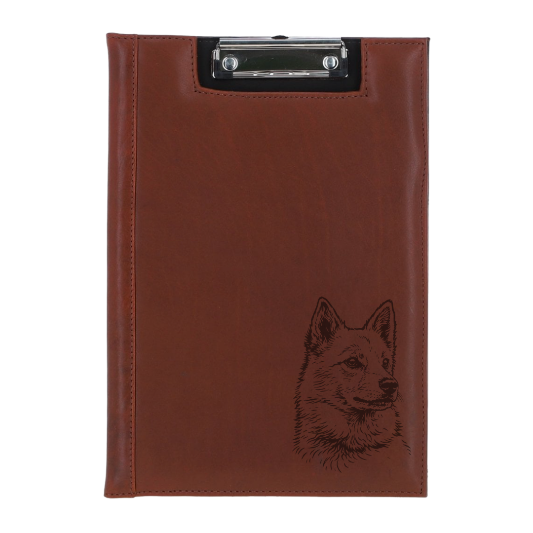 Finnish Spitz Face Engraved Leather Clipboard
