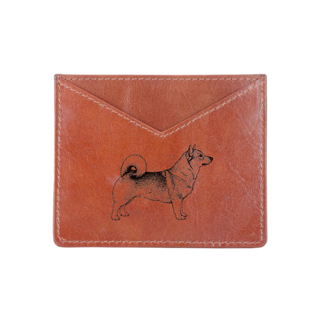 Swedish Vallhund Engraved Genuine Leather Cardholder