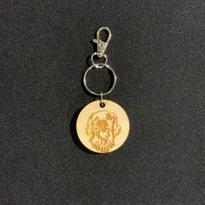 Clumber Spaniel Dog Engraved Wooden Keyring