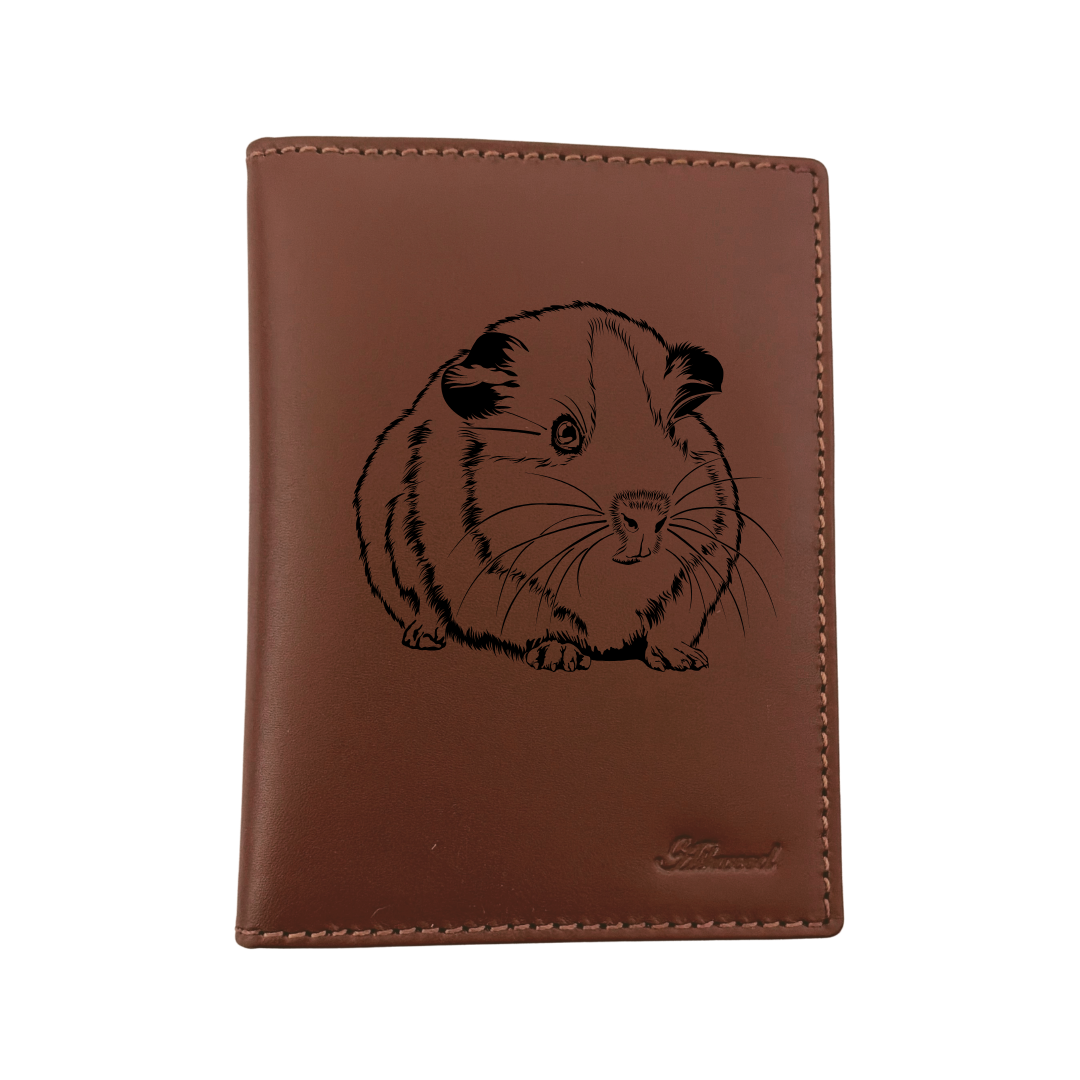 Guinea Pig Engraved Leather Passport Cover