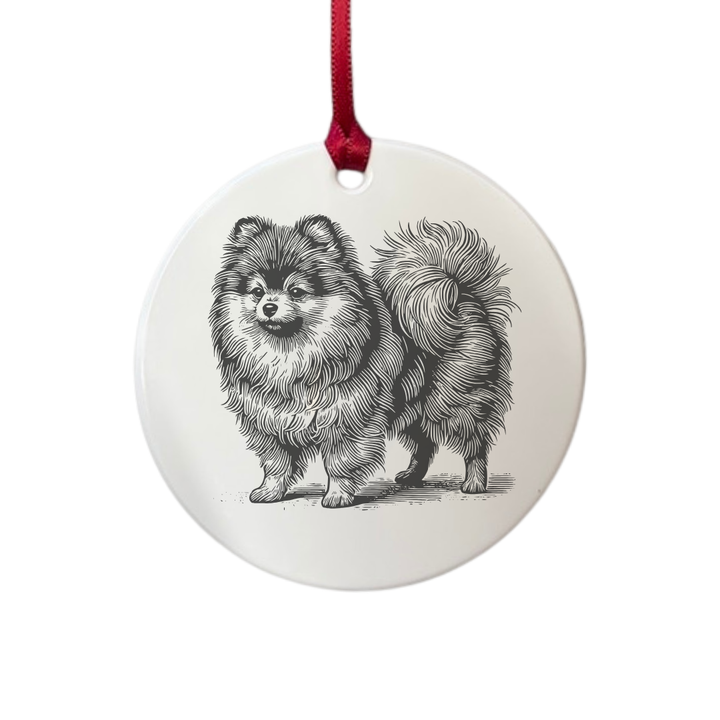 Personalised Pomeranian Standing Engraved White Acrylic Decoration