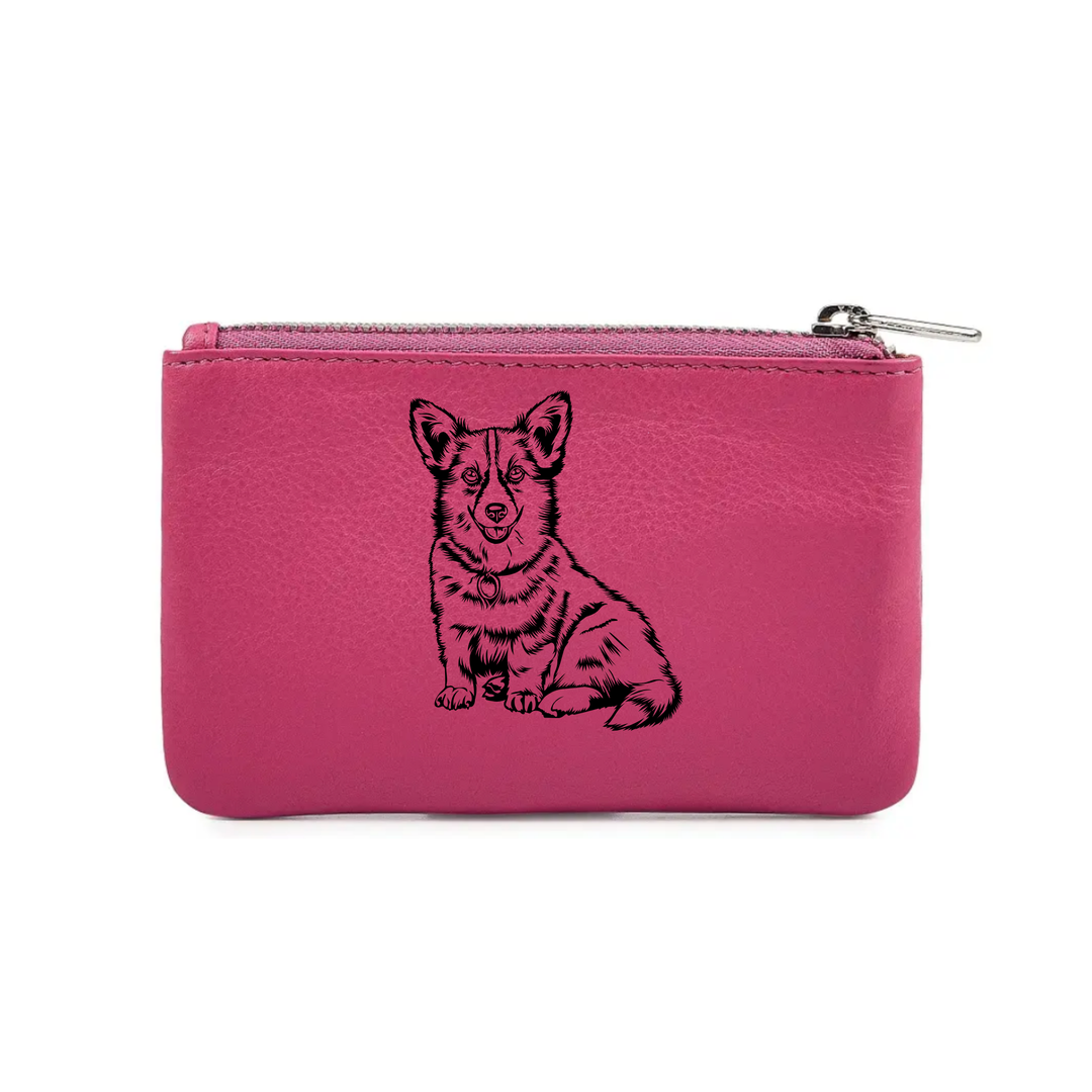 Corgi Engraved Genuine Leather Coin Purse (Multiple Colour Options)
